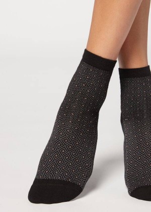 Calzedonia Kurzes Patterned Socken Damen Schwarz | DE1682XF