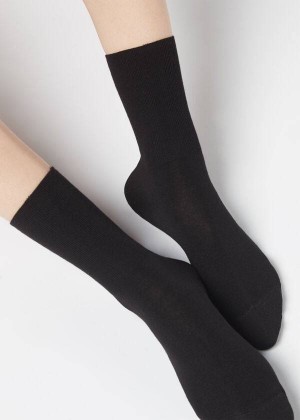 Calzedonia Kurzes in Baumwoll with Cashmere Socken Damen Schwarz | DE1694UT