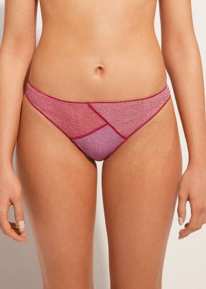 Calzedonia Lamé Lisbona Bikinihosen Damen Rosa | DE2702IS