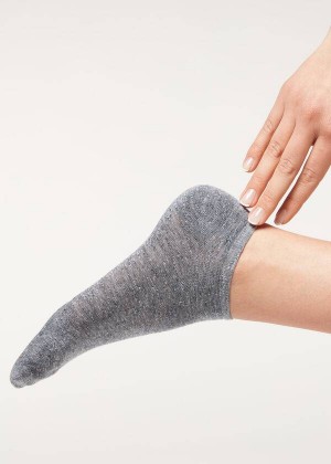 Calzedonia Linen and Viscose No-show Socken Damen Blau | DE1897WY