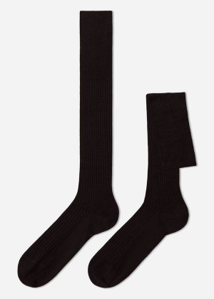 Calzedonia Lisle Thread Gerippt Long Socken Herren Braun | DE1434UT