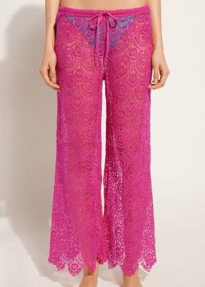 Calzedonia Long Crochet Pants Cover-Ups Damen Rosa | DE2057YU