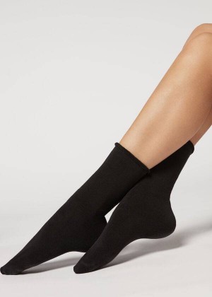 Calzedonia Long Thermal Baumwoll Socken Damen Schwarz | DE1943CE