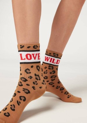 Calzedonia Love Pattern Kurzes Socken Damen Braun | DE1743RW