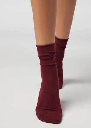 Calzedonia Non-Elastic Baumwoll Ankle Kurzes Socken Damen Rot | DE1736VD