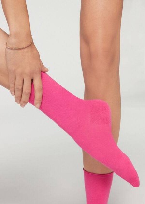 Calzedonia Non-Elastic Baumwoll Ankle Kurzes Socken Damen Rosa | DE1733ZG