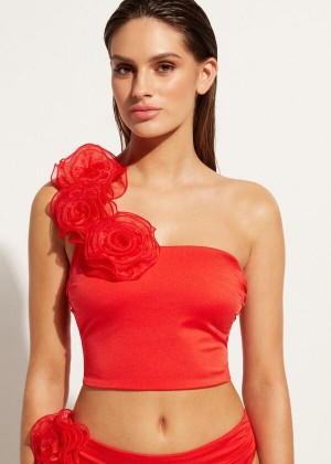 Calzedonia One-Shoulder Bandeau Bora Bora Bikinioberteile Damen Rot | DE2410ZG