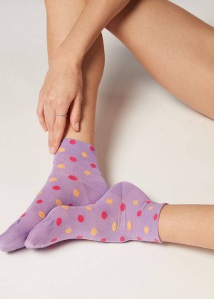 Calzedonia Polka Dot Pattern Kurzes Socken Damen Lila | DE1719YU