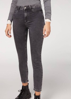 Calzedonia Push-up and soft touch Jeans Damen Grau | DE1584QZ