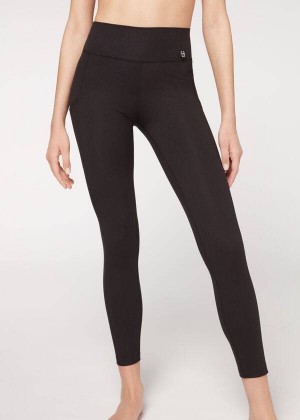 Calzedonia Soft Touch Turn Leggings Damen Schwarz | DE1501CE