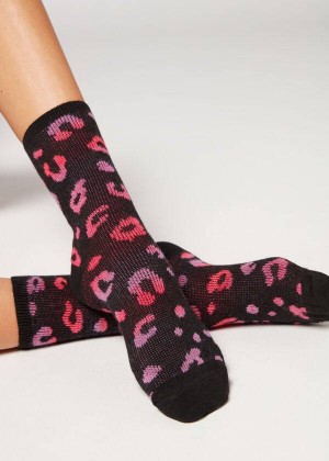 Calzedonia Spotted Cashmere Kurzes Socken Damen Schwarz Rosa | DE1651HK