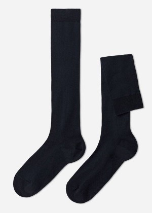 Calzedonia Stretch Baumwoll Long Socken Herren Blau | DE1420LH