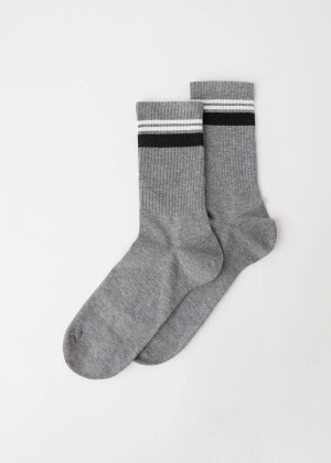 Calzedonia Stripe Motif Crew Socken Herren Grau | DE1320VD