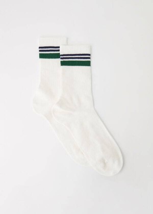 Calzedonia Stripe Motif Crew Socken Herren Weiß | DE1319CE