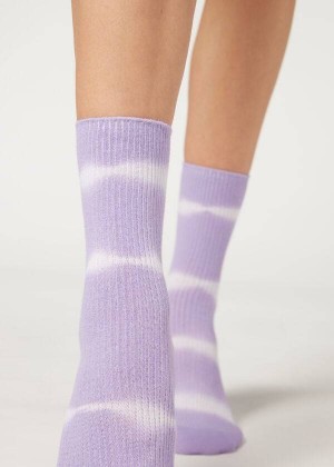 Calzedonia Tie Dye Patterned Kurzes Socken Damen Lila | DE1638EX