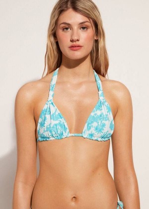 Calzedonia Triangle String Sorrento Bikinioberteile Damen Blau | DE2132EX