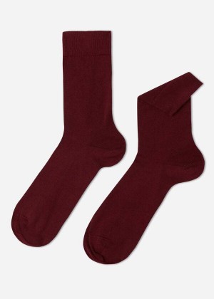 Calzedonia Warm Baumwoll Crew Socken Herren Rot | DE1352EX