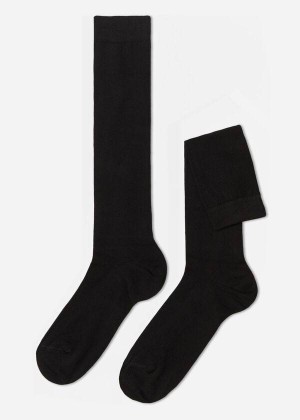 Calzedonia Warm Baumwoll Long Socken Herren Schwarz | DE1411PQ