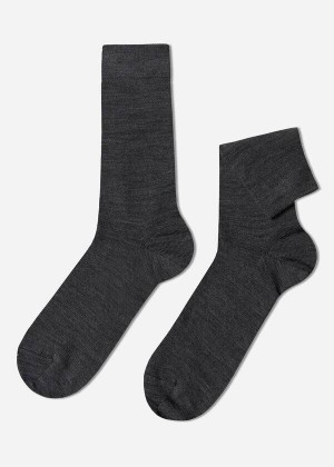 Calzedonia Wolle and Baumwoll Crew Socken Herren Grau | DE1388DN