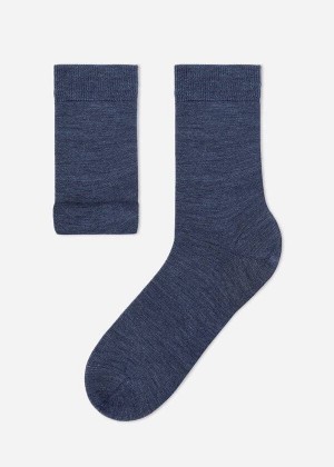 Calzedonia Wolle and Baumwoll Crew Socken Herren Navy | DE1358OR