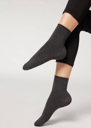 Calzedonia Wolle and Baumwoll Kurzes Socken Damen Grau | DE1631CE