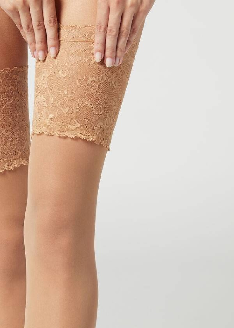 Calzedonia 20 Denier Opaque Thigh-Highs Stockings Damen Braun | DE2953FM