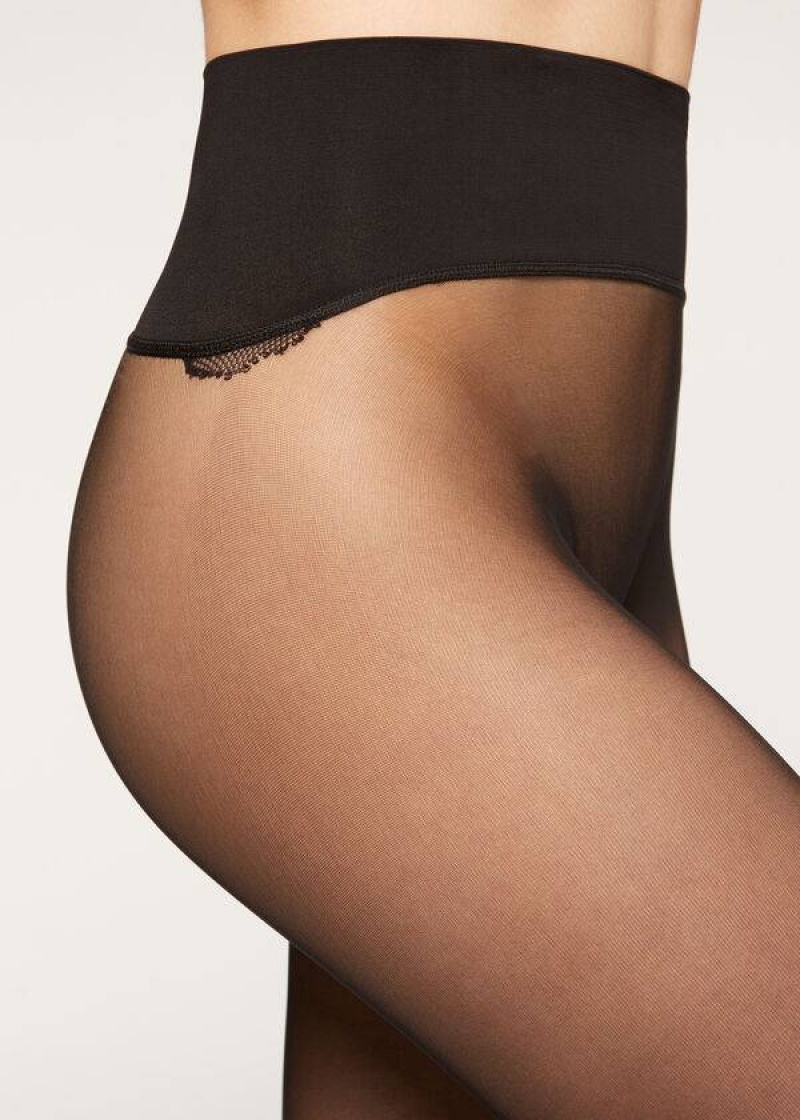 Calzedonia 20 Denier Seamless Totally Invisible Sheer Strumpfhose Damen Schwarz | DE3035EX