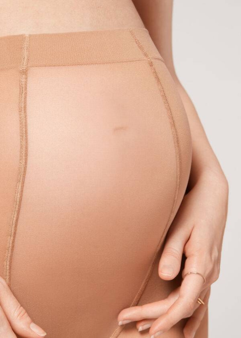 Calzedonia 30 Denier Sheer Maternity Sheer Strumpfhose Damen Beige Braun | DE3013NB