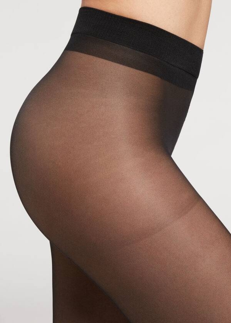 Calzedonia 30 Denier Sheer Shaping with Control Top Strumpfhose Damen Schwarz | DE3006YU