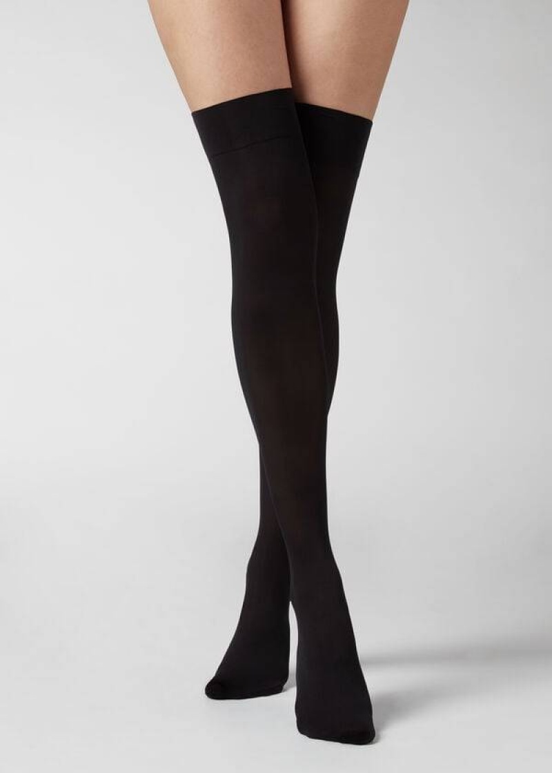 Calzedonia 50 Denier Opaque Microfiber Stockings Damen Schwarz | DE2938EX