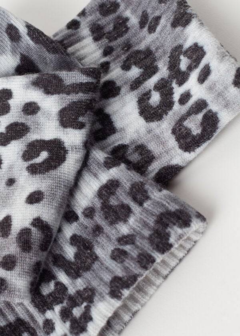 Calzedonia Animal Print Kurzes Socken Damen Silber | DE1855SO