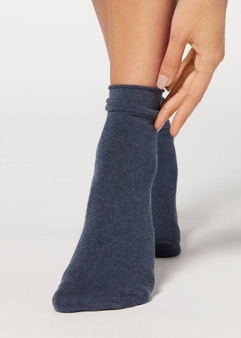 Calzedonia Ankle with Cashmere Kurzes Socken Damen Navy | DE1850UT