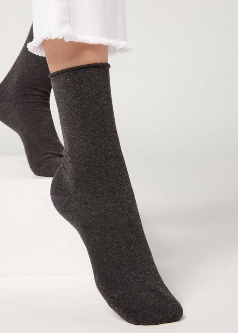 Calzedonia Ankle with Cashmere Kurzes Socken Damen Grau Schwarz | DE1847RW