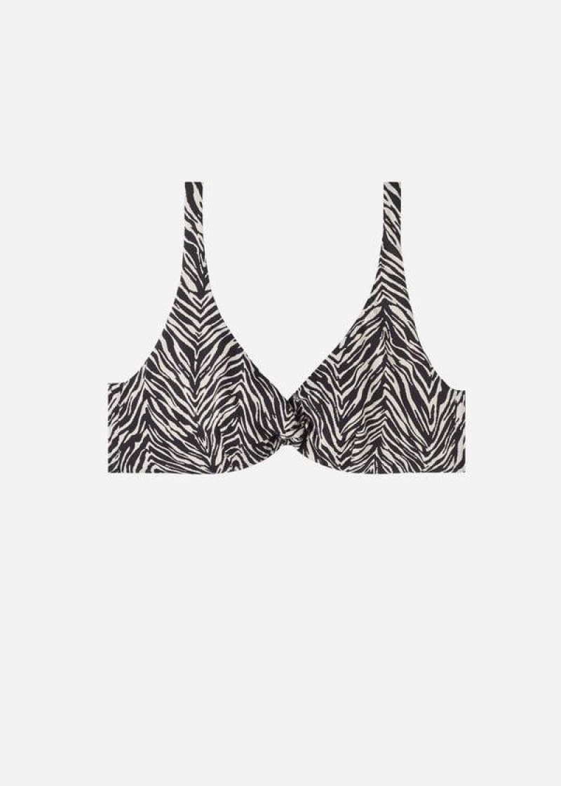 Calzedonia Balconette Zebra Nairobi Bikinioberteile Damen Schwarz | DE2508MA