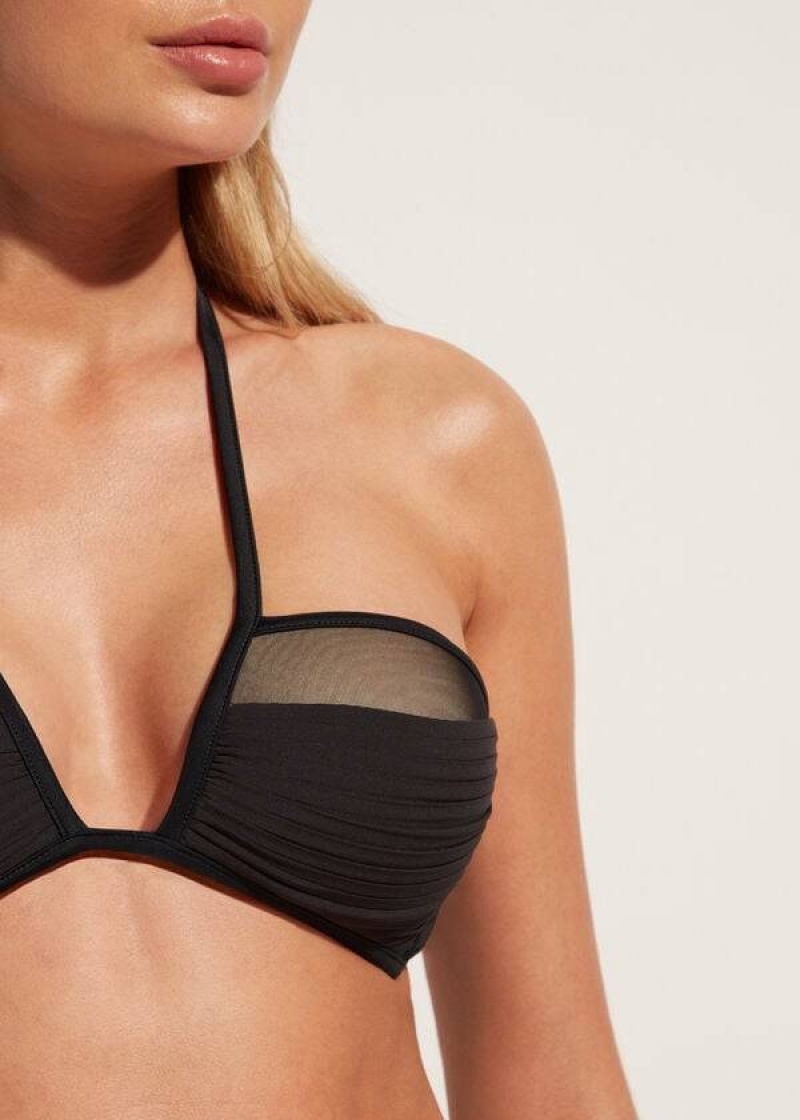 Calzedonia Bandeau Lightly Gepolstert Tokyo Bikinioberteile Damen Schwarz | DE2496SO