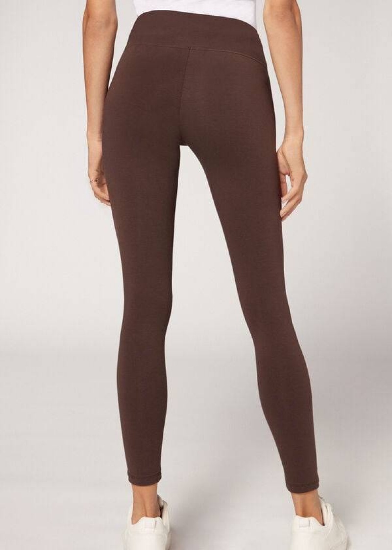 Calzedonia Baumwoll Leggings Damen Braun | DE1551ZG