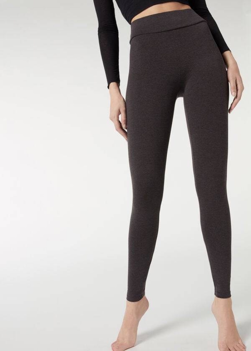 Calzedonia Baumwoll Leggings Damen Grau | DE1554VD