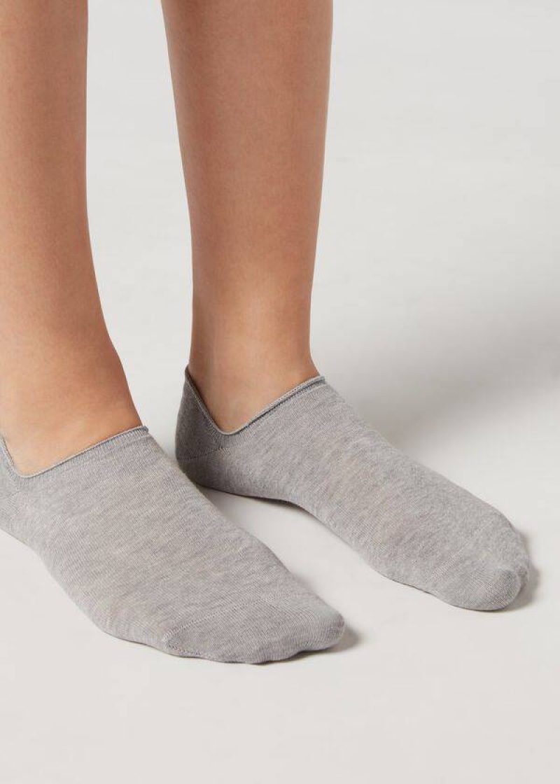 Calzedonia Baumwoll No-Show Socken Damen Grau | DE1916XF