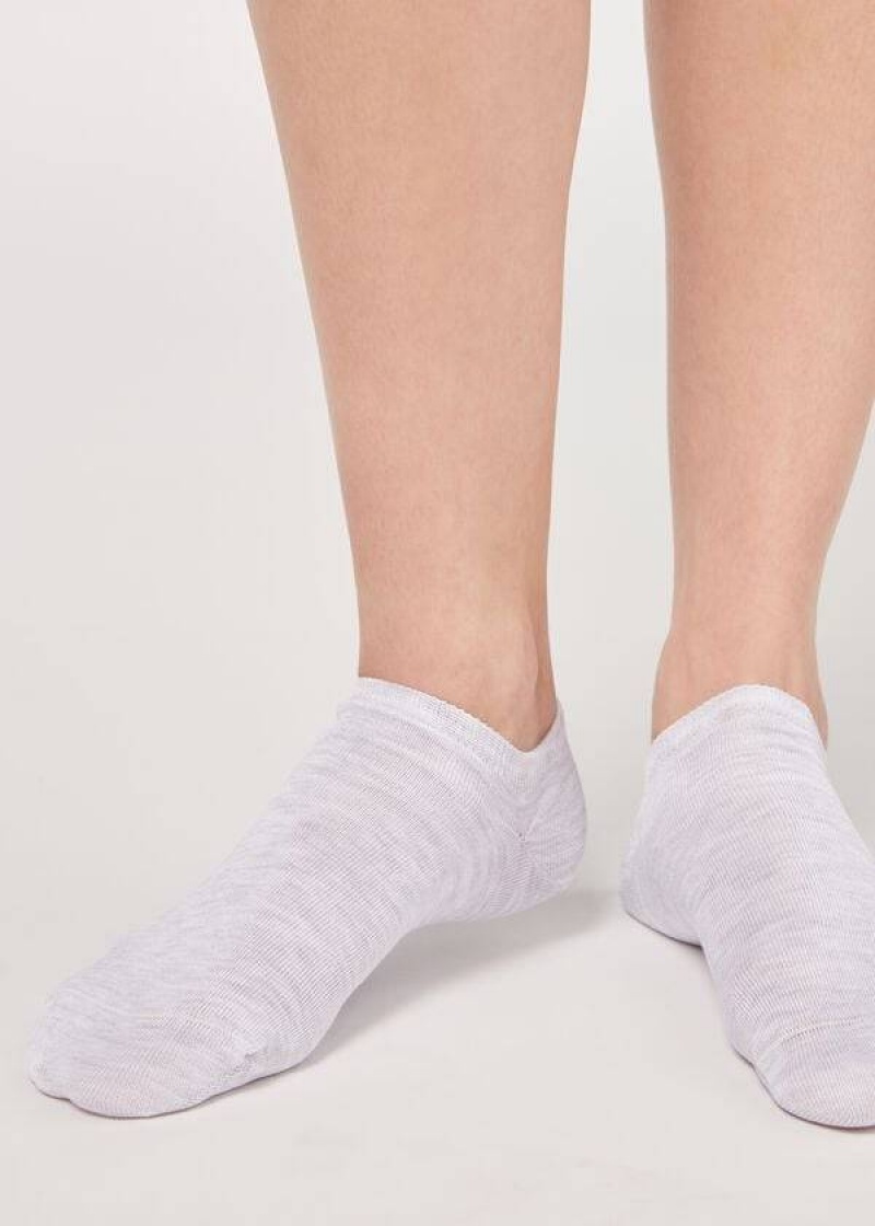 Calzedonia Baumwoll No-Show Socken Damen Silber | DE1909FM