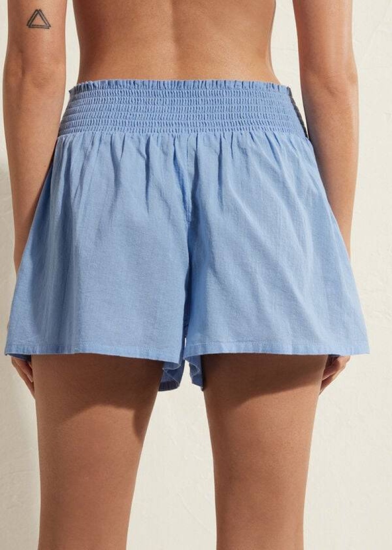 Calzedonia Baumwoll Shorts Cover-Ups Damen Blau | DE2073CE