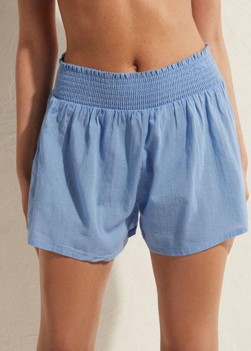 Calzedonia Baumwoll Shorts Cover-Ups Damen Blau | DE2073CE