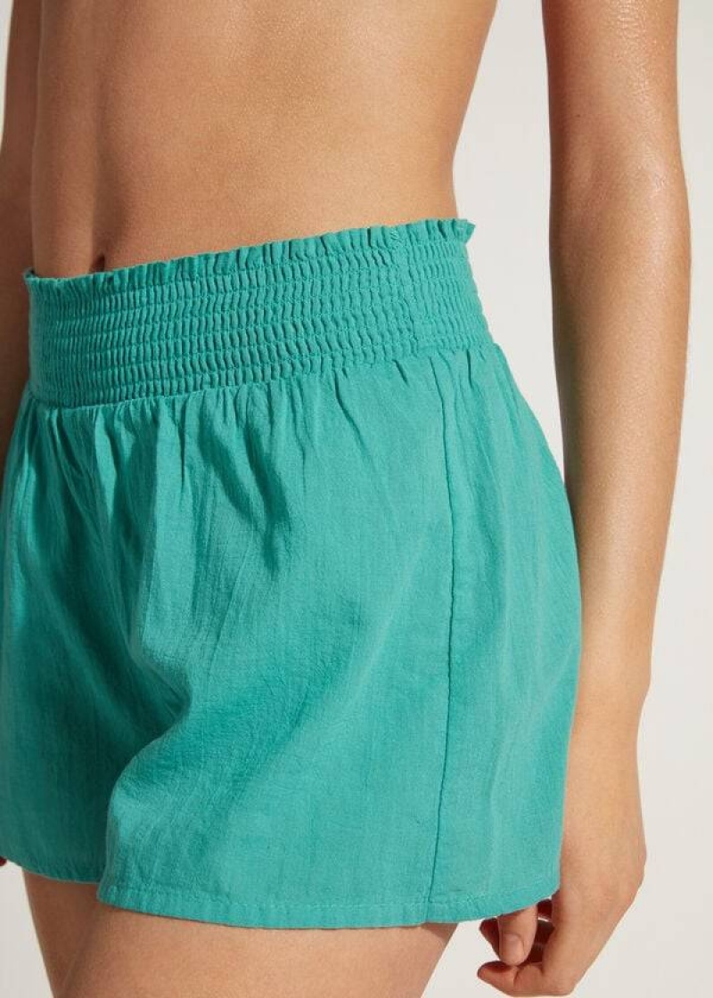 Calzedonia Baumwoll Shorts Cover-Ups Damen Türkis | DE2072XF