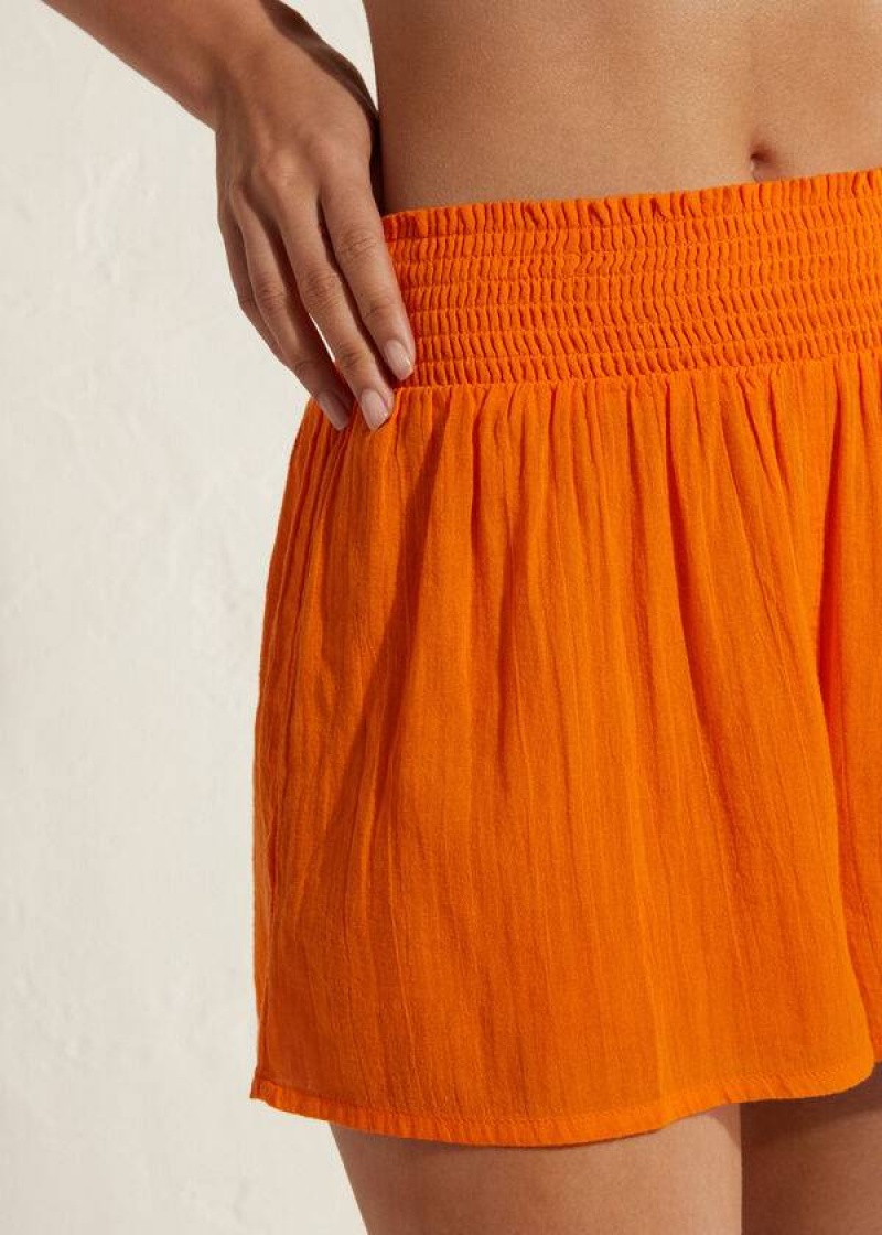 Calzedonia Baumwoll Shorts Cover-Ups Damen Orange | DE2070LH