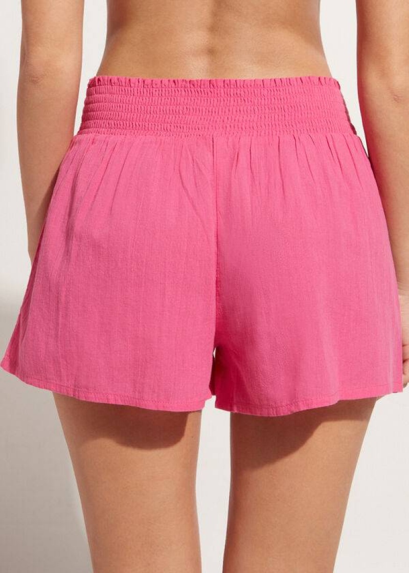 Calzedonia Baumwoll Shorts Cover-Ups Damen Rosa | DE2068JJ