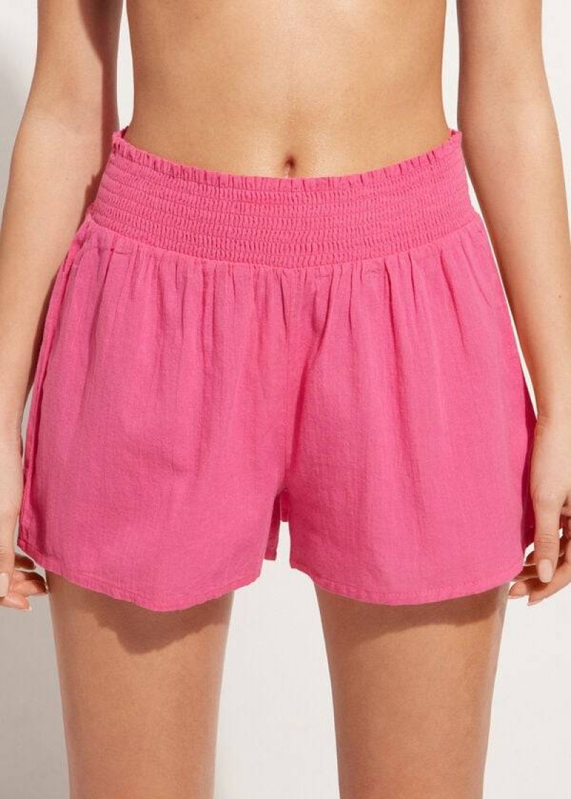 Calzedonia Baumwoll Shorts Cover-Ups Damen Rosa | DE2068JJ