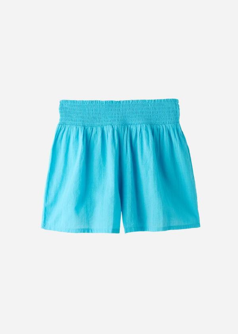 Calzedonia Baumwoll Shorts Cover-Ups Damen Türkis Grün | DE2064DN