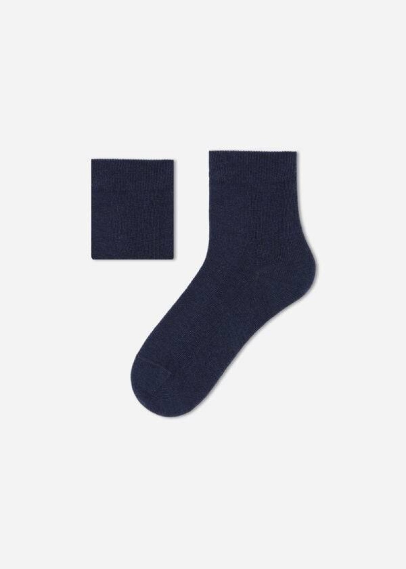 Calzedonia Baumwoll with Fresh Feet Atmungsaktiv Material Kurzes Socken Kinder Navy | DE1012QZ