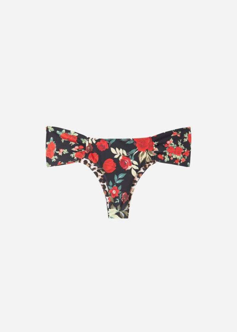 Calzedonia Brazilian Reversible Ruched Nizza Bikinihosen Damen Rosa Rot | DE2872BC