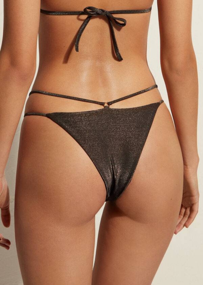 Calzedonia Brazilian Side String Hollywood Bikinihosen Damen Schwarz | DE2871NB