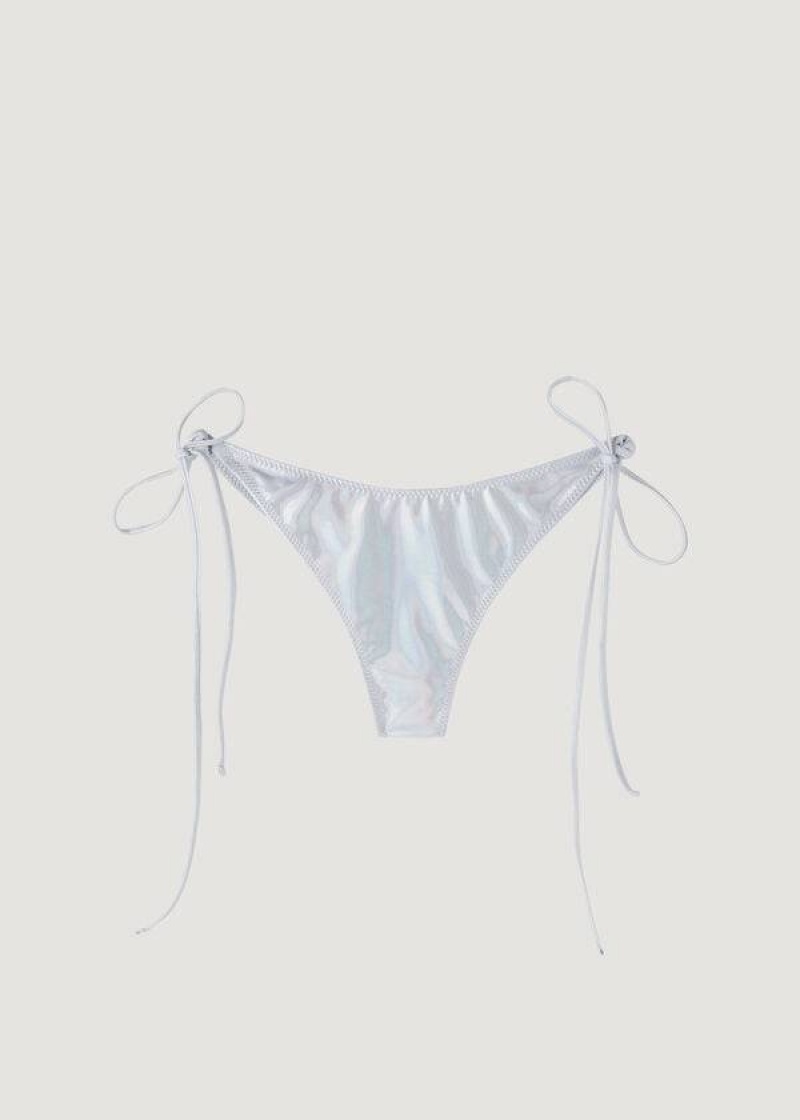 Calzedonia Brazilian Side Tie Daytona Bikinihosen Damen Silber | DE2869QZ